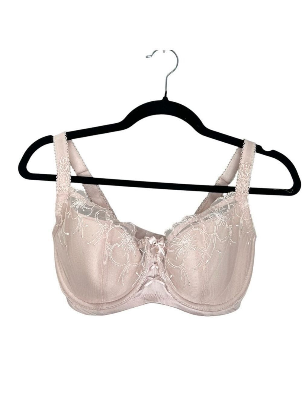 Charade by Change Denmark pastel pink embroidered lace up underwire bra 32 H